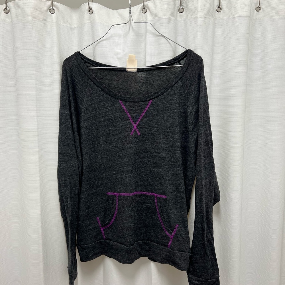 Cozy Black Sweatshirt with Purple Accents